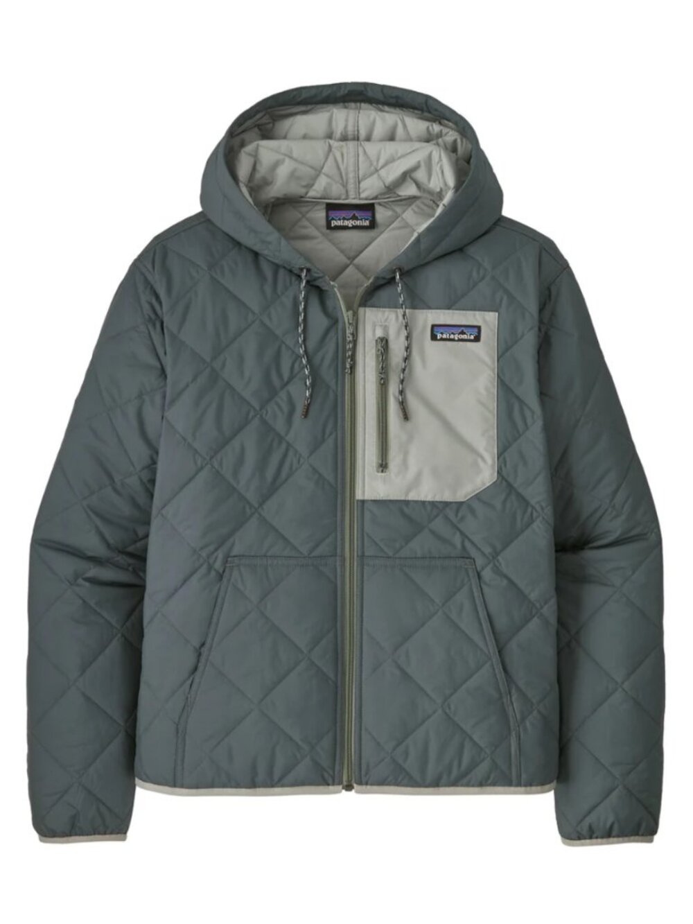 Patagonia Diamond Quilted Bomber Hoody Blue Colorblock S